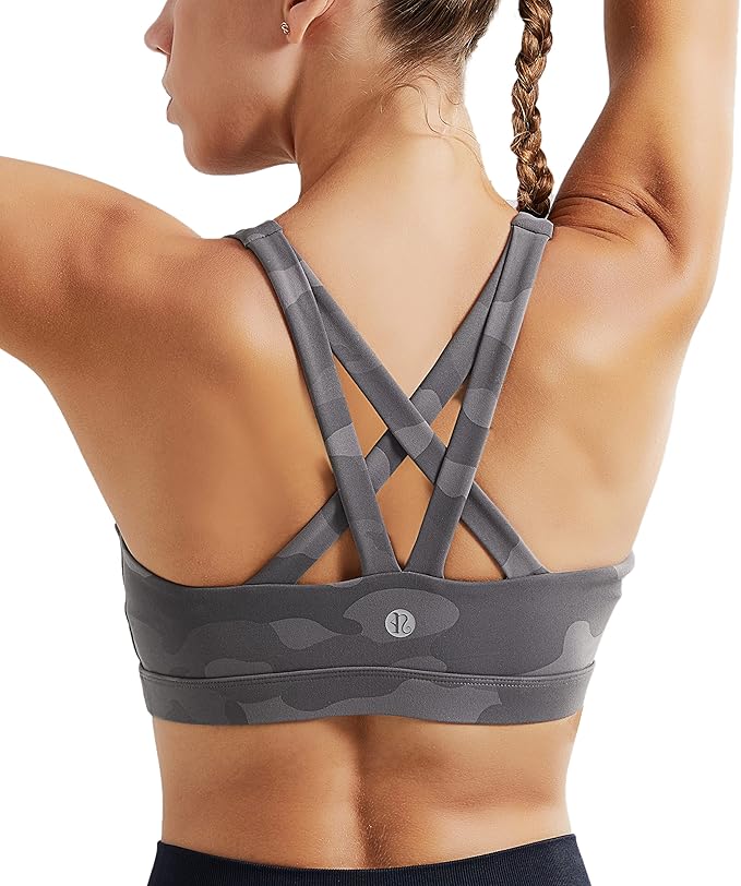 RUNNING GIRL Sports Bras for Women,Padded Strappy Sports Bras Criss-Cross Back Medium Support Sports Bras with Removable Cups