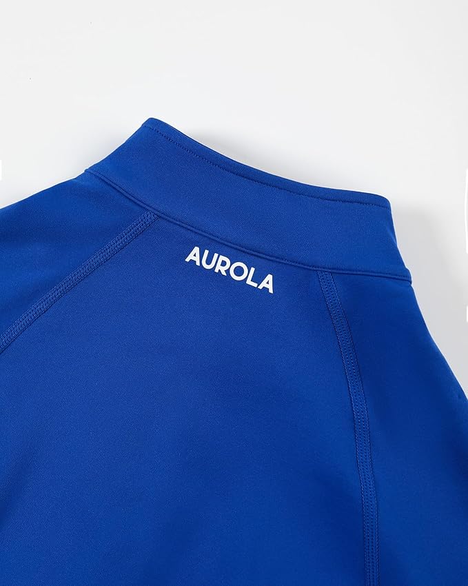 AUROLA Influence Workout Jacket for Women, Half Zip Cropped Slim Fit Long Sleeve Yoga Jackets Athletic Top with Thumb Holes