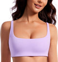 CRZ YOGA Butterluxe Square Neck Spaghetti Strap Sports Bras for Women - Low Coverage Yoga Wireless Padded Cami Crop Top