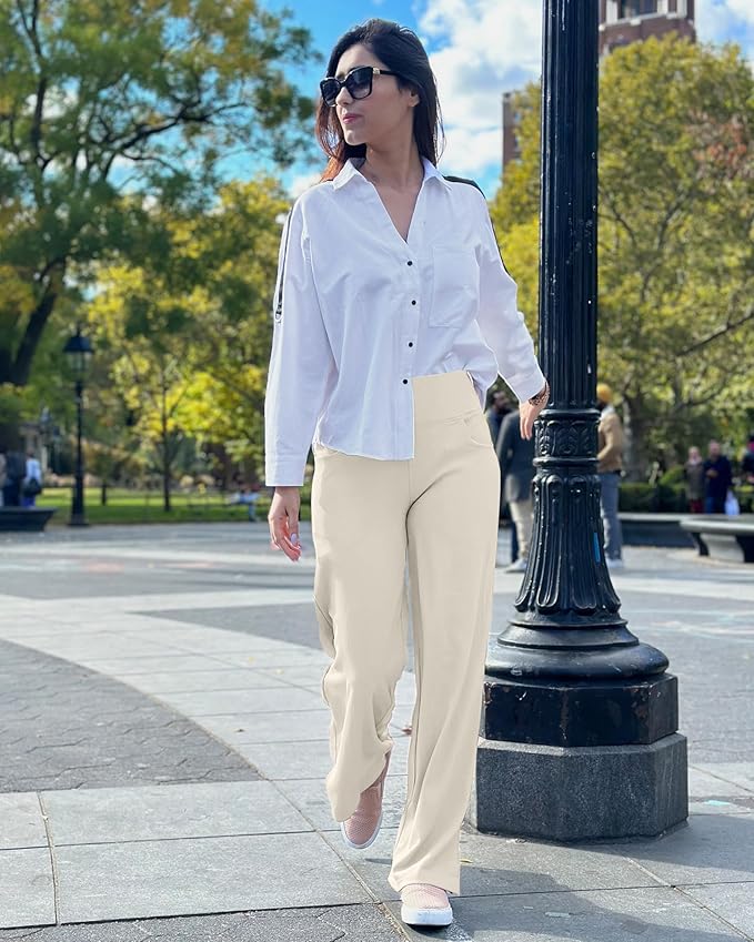 Promover Wide Leg Pants Woman Yoga Pants with Pockets Stretch Loose Casual Lounge Sweatpants Petite/Regular/Tall