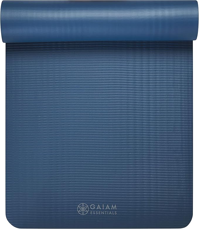 Gaiam Yoga Mat, Pilates & Exercise Mat, Thick 2/5" (10mm) Workout Mat with Easy-Cinch Carrying Strap for Home & Gym Workouts