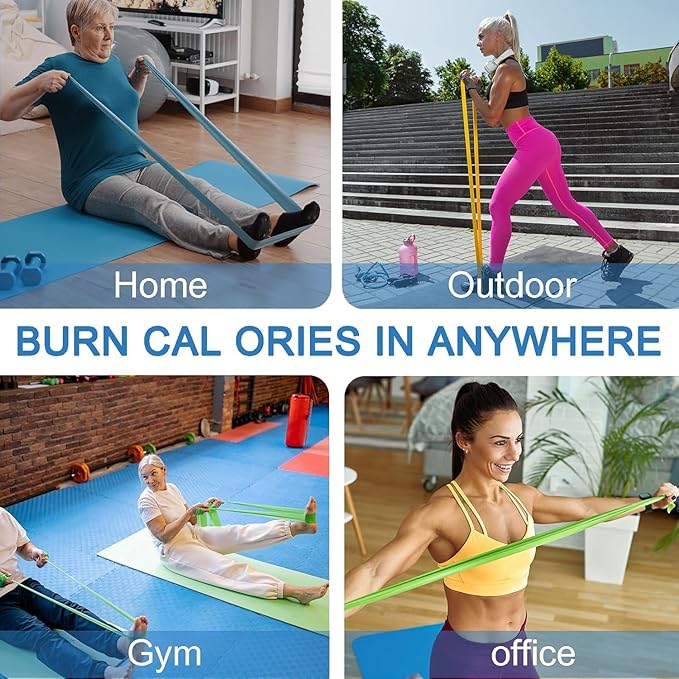 5 Pcs Professional Resistance Bands. Latex-Free, Pilates Band, Work Out Bands, Stretch Bands for Working Out Women or Men, Exercise Bands Set for Pilates, Physical Therapy, Yoga