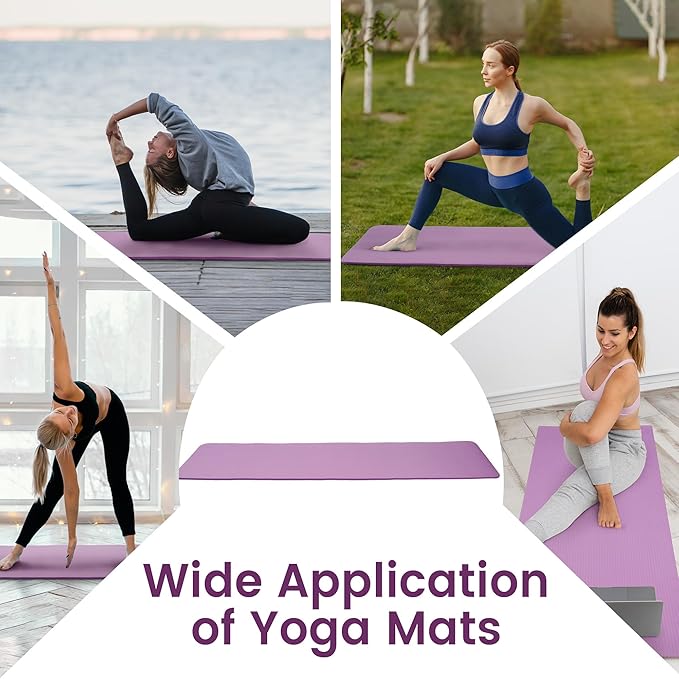 Fitvids Yoga Mat, 1/2-Inch Extra Thick High Density Exercise Mat, Anti-Tear Exercise Yoga Mat with Carrying Strap, Suitable for Various Yoga Exercises