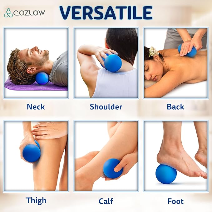 COZLOW Double Lacrosse Silicone Massage Ball - Cobalt Blue - Peanut Trigger Point Roller for Mobility, Deep Tissue Therapy, Myofascial Release - Acupressure Tool for Muscle Pain Relief