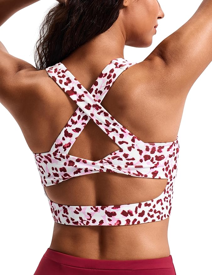 Sports Bras for Women Criss-Cross Back Padded Workout Tank Tops Medium Support Crop Tops for Women