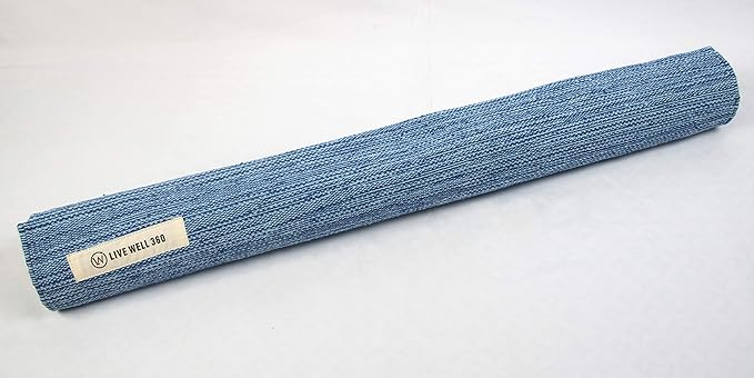 Live Well 360 Handmade Organic Cotton Yoga Mat - Non-Toxic, Chemical-free and All Natural Cloth Yoga Mat - Exercise, Workout, & Fitness Rug - Woven Material - Absorbent & Washable - 78" x 27"