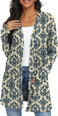 Womens Casual Lightweight with Pocketes Long Sleeve Open Front Cardigan