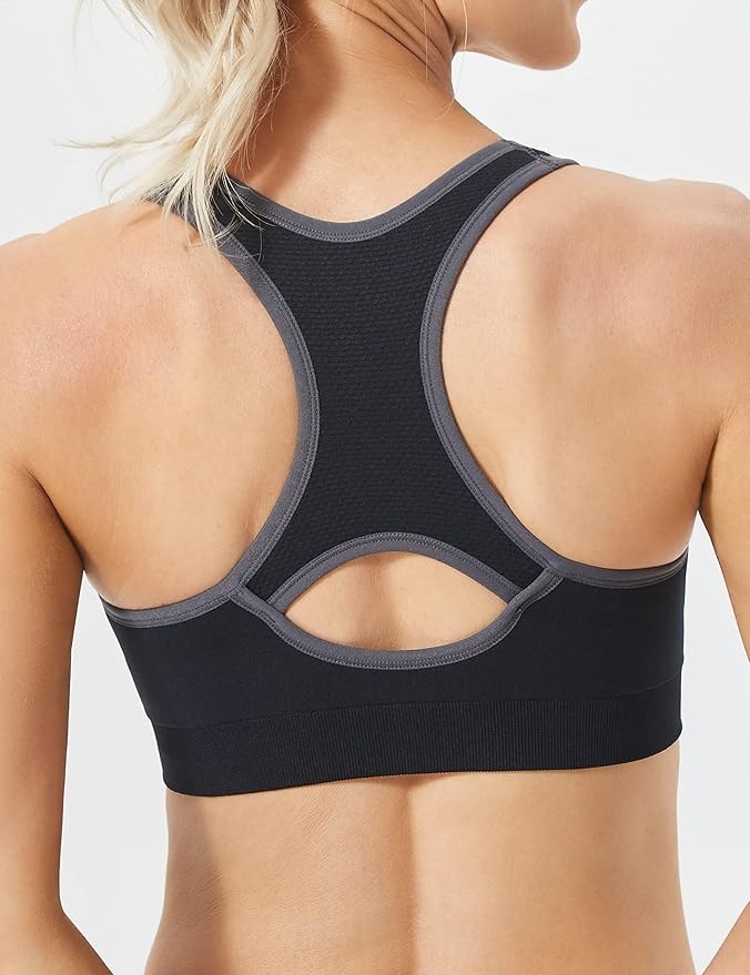 FITTIN Racerback Sports Bras for Women - Padded Comfortable Seamless Support for Yoga Workout Gym - for Plus Size Large Bust