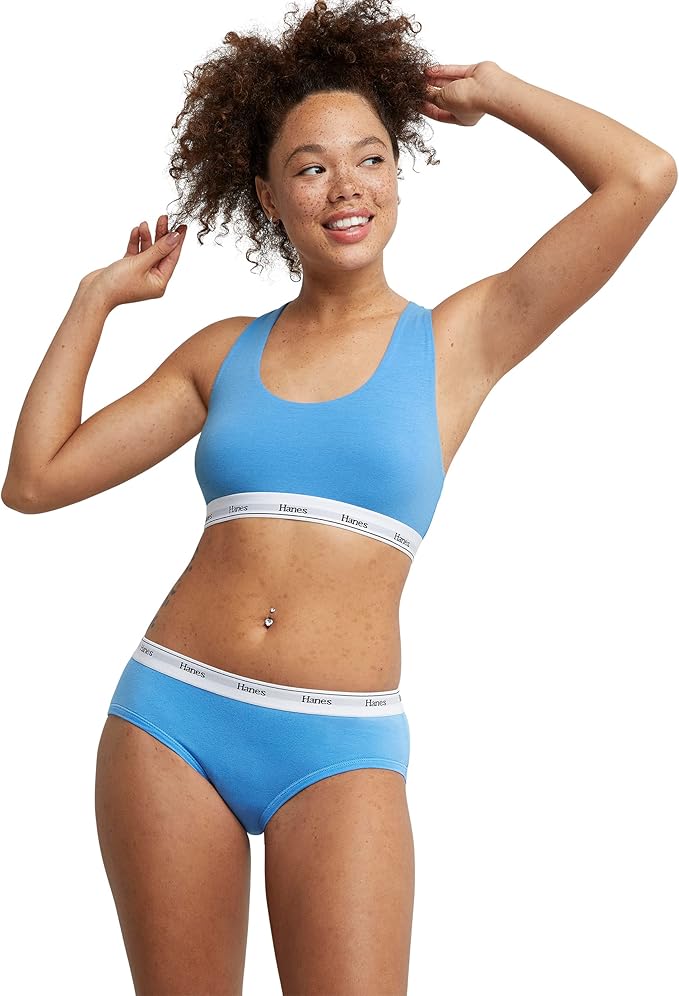 Hanes Women's Originals Racerback Bralette Pack, Breathable Stretch Cotton Bras, 2-Pack