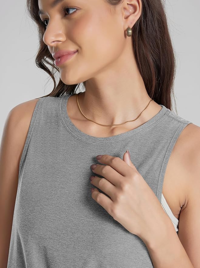 ODODOS 3-Pack Loose Tank Tops for Women Sleeveless Gym Athletic Workout Tops Yoga Shirts