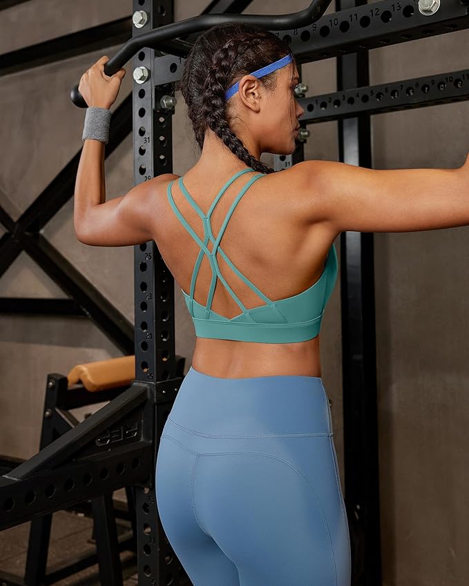 RUNNING GIRL Sports Bras for Women,Strappy Crisscross Back Padded Low Impact Running Sports Bra with Removable Cups