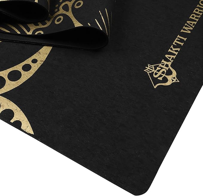 Shakti Warrior Cork Yoga Mat - Artist Designed, Premium Printed Eco-Friendly Non-Slip mat, Great for Regular & Hot Yoga, Pilates, Workouts 72 inch x 24 inch x 3mm Thick