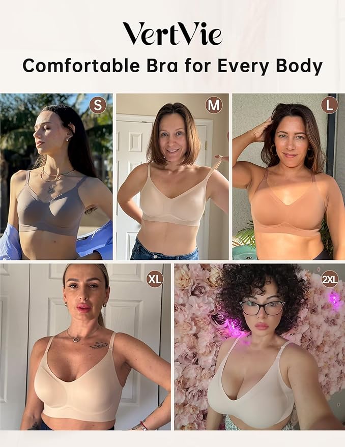 Vertvie Womens Seamless Jelly Bras No Underwire Comfort Push Up Bras Buttery Soft Wireless Bralette Full Coverage Sports Bra