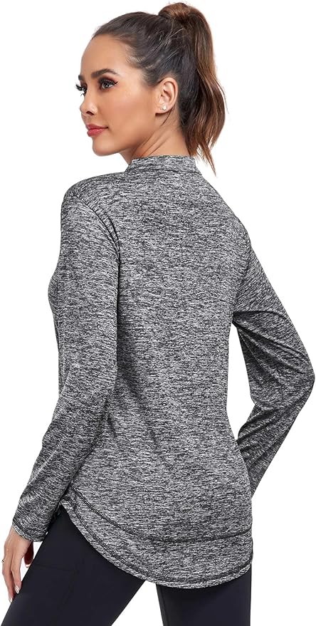 Absttith Women's Long Sleeve Workout Shirts Running Yoga Tops Athletic V Neck Sport Tee Side Split