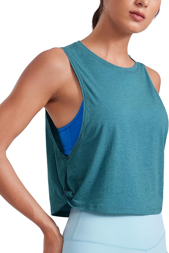 CRZ YOGA Pima Cotton Large Armhole Tank Tops for Women - Workout Sport Athletic Yoga Running Gym Loose Crop Sleeveless Shirts