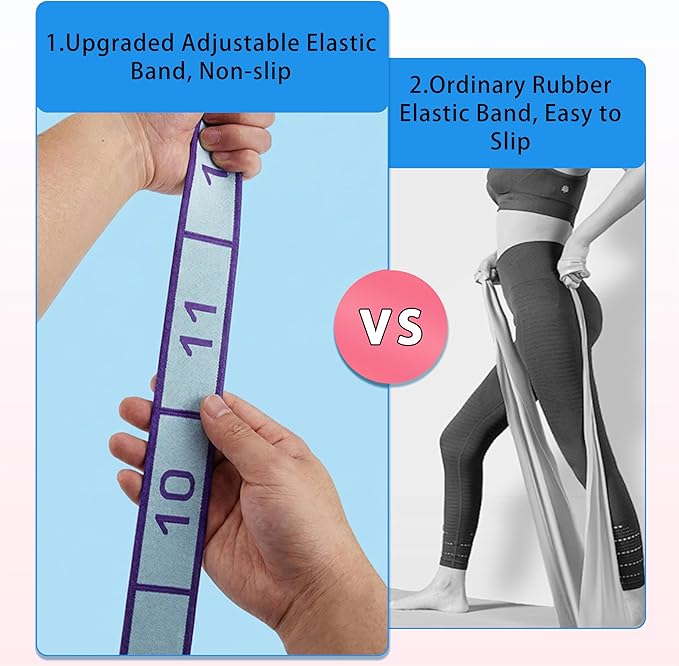 2PCS Elastic Yoga Stretching Strap with 12 Loops Stretch Resistance Exercise Bands for Yoga,Pilates,Dance,Rhythmic Gymnastics,Physical Therapy,Ballet Couple Style