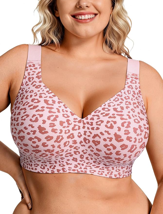 OEAK Womens Wireless Jelly Bra Plus Size Supportive Seamless Bras Full Coverage Push Up Comfortable No Underwire Tshirt Bras