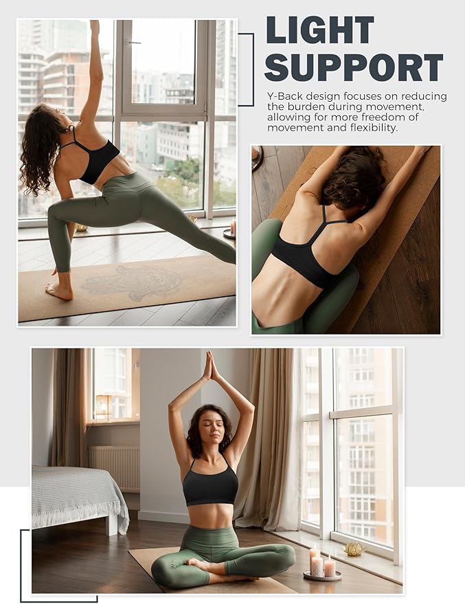 Buauty Sports Bra for Women, Y Back Light Support Workout Bra with Removable Pads for Yoga Pilates Gym