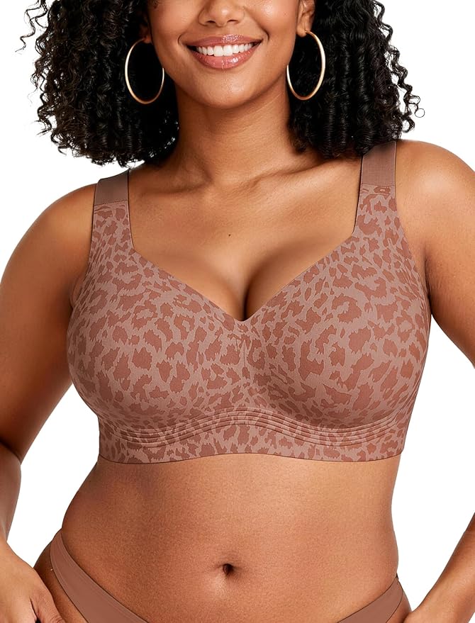 OEAK Womens Wireless Jelly Bra Plus Size Supportive Seamless Bras Full Coverage Push Up Comfortable No Underwire Tshirt Bras