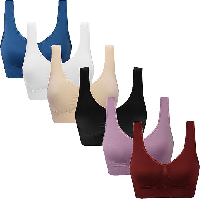Vermilion Bird Women's 3 Pack Seamless Comfortable Sports Bra with Removable Pads