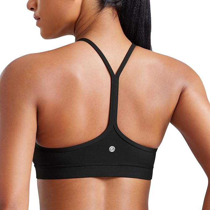 CRZ YOGA Butterluxe Y Back Sports Bras for Women - Padded Racerback Low Impact Spaghetti Thin Strap Workout Yoga Top