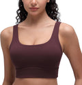 CRZ YOGA Butterluxe U Back Longline Sports Bras for Women - Scoop Neck Padded Yoga Workout Crop Top with Built in Pads