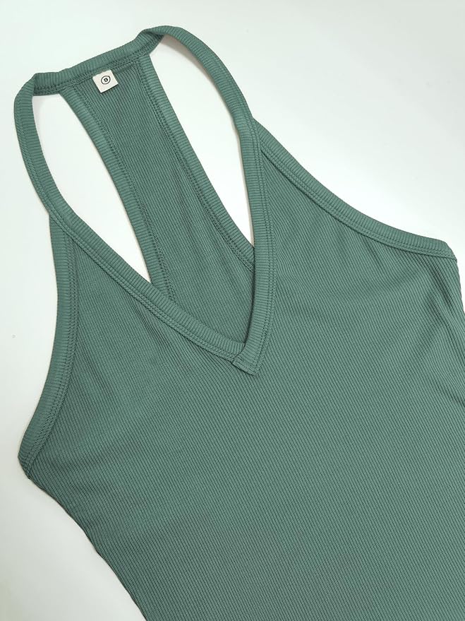iGENJUN Workout Tops for Women Racerback Basic Tank Summer 2026 Camisole V Neck Slim Fit Ribbed Sleeveless