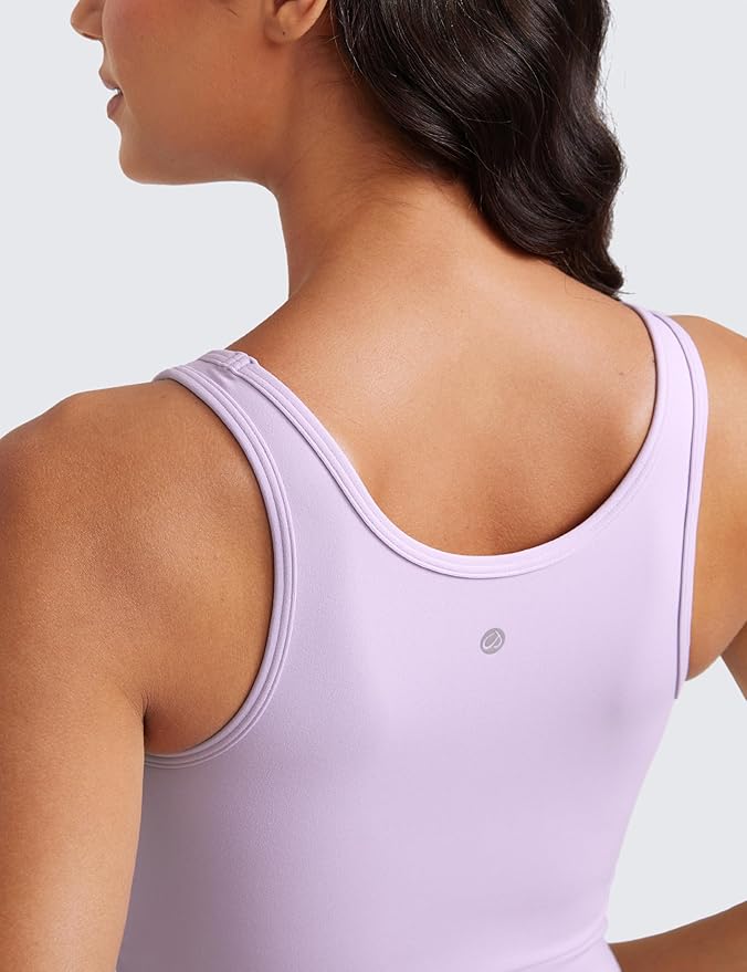CRZ YOGA Butterluxe Double Lined Tank Tops for Women - Workout Casual Scoop Neck Racerback Crop Sleeveless Shirt
