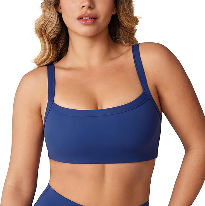 UNISSU Hugcurve Adjustable Sports Bra Square Neck Wireless Padded Yoga Workout Tops