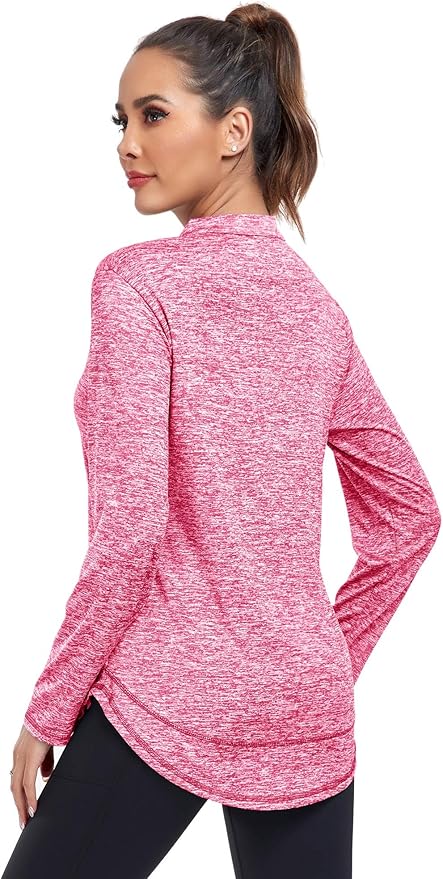 Absttith Women's Long Sleeve Workout Shirts Running Yoga Tops Athletic V Neck Sport Tee Side Split