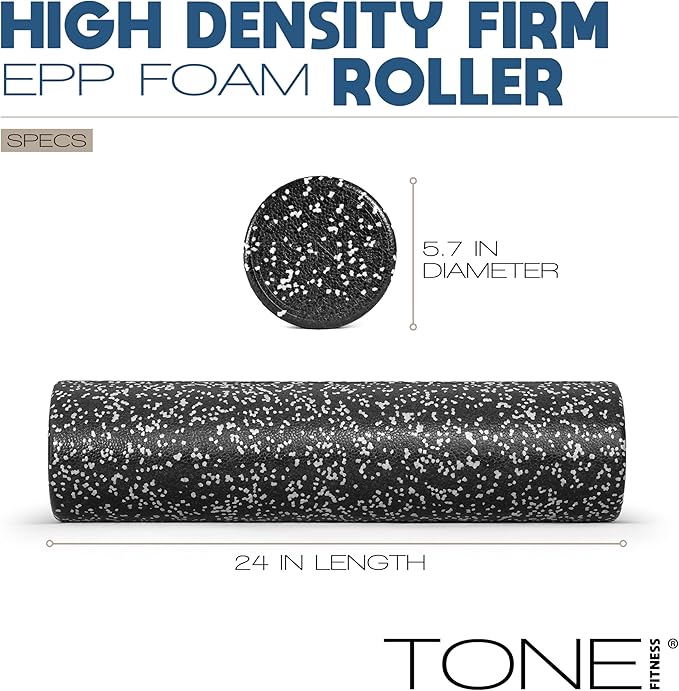 Tone Fitness High Density EPP Foam Exercise Foam Roller for Yoga, Pilates, Stretching, Massage, and Recovery | Multiple Sizes and Colors