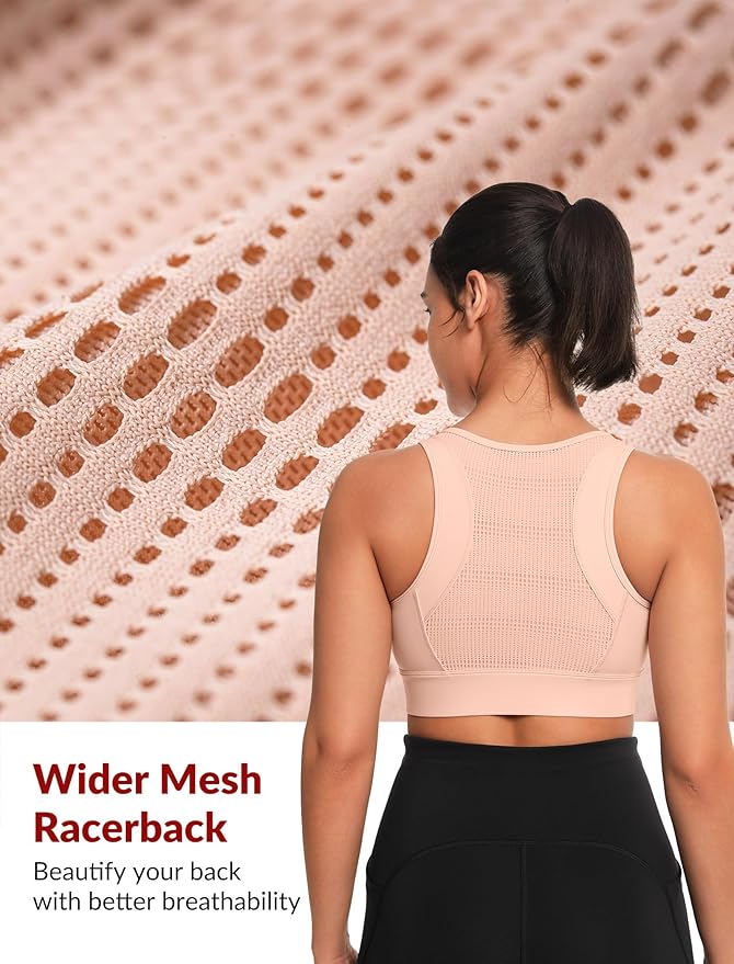 Yvette Front Closure Sports Bras for Women High Support Large Bust Supportive Sports Bra High Impact for Running