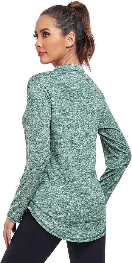 Absttith Women's Long Sleeve Workout Shirts Running Yoga Tops Athletic V Neck Sport Tee Side Split