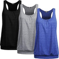 Beyove 3 Pack Banded Bottom Workout Tops for Women Tummy Flattering Yoga Tank Tops Plus Size Racerback Athletic Gym Shirts