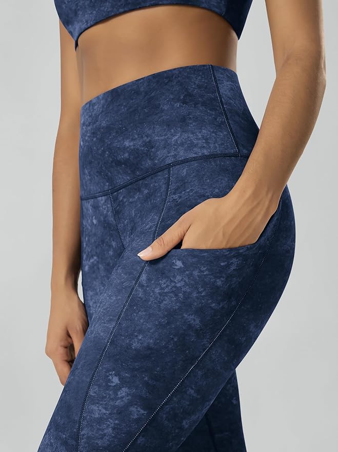 ODODOS Women's High Waisted Yoga Capris with Pockets, Tummy Control Non See Through Workout Athletic Running Capri Leggings