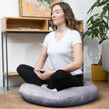 Cheer Collection Extra Large Floor Pillow, 32" Round Meditation Cushion, Oversized Yoga Pillow & Floor Cushions for Adults, Floor Pillows for Sitting, Meditation, and Seat Cushion -Grey