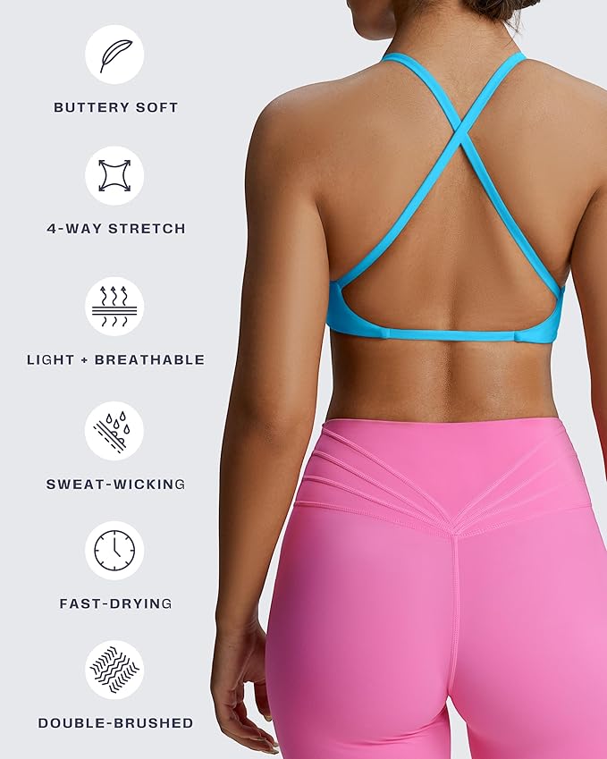 Aoxjox Women's Workout Sports Bras Fitness Metamorph Sienna Twist Bra Yoga Crop Tank