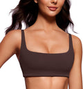 CRZ YOGA Butterluxe Square Neck Spaghetti Strap Sports Bras for Women - Low Coverage Yoga Wireless Padded Cami Crop Top