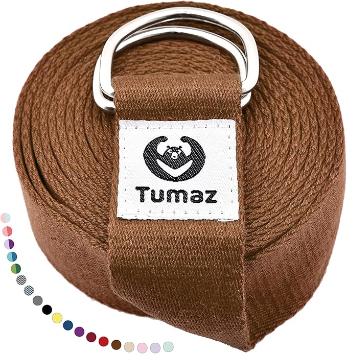 Tumaz Yoga Strap/Stretch Bands [15+ Colors, 6/8/10 Feet Options] with Extra Safe Adjustable D-Ring Buckle, Durable and Comfy Delicate Texture - Best for Daily Stretching, Physical Therapy, Fitness