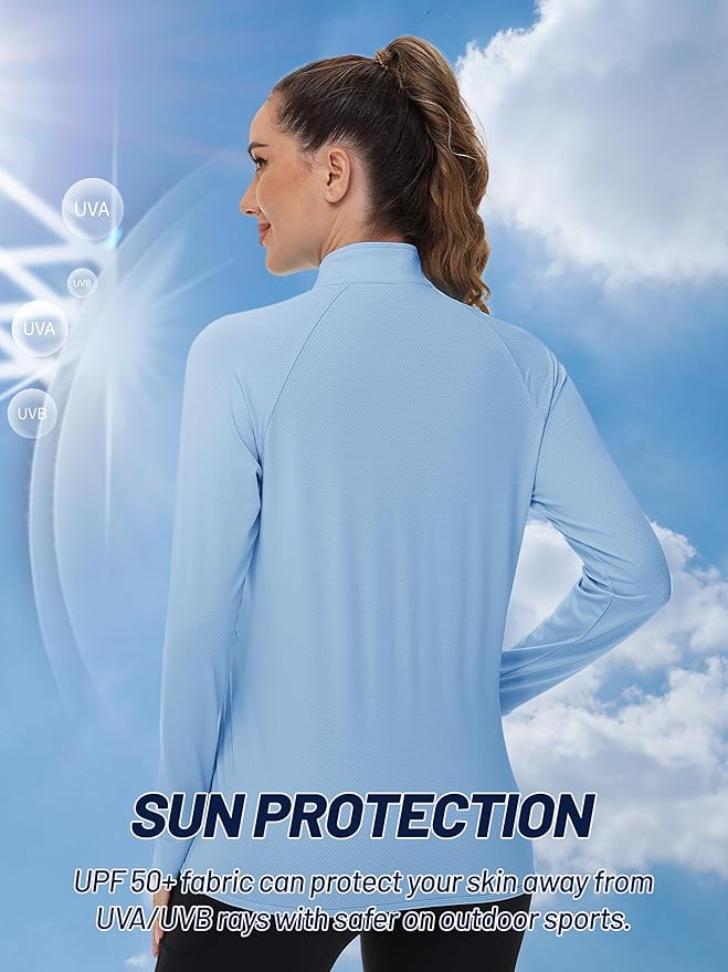TACVASEN Women's Athletic Jackets Lightweight UV Protection Shirts Full Zip Workout Jacket UPF 50+ Long Sleeve Sun Shirt
