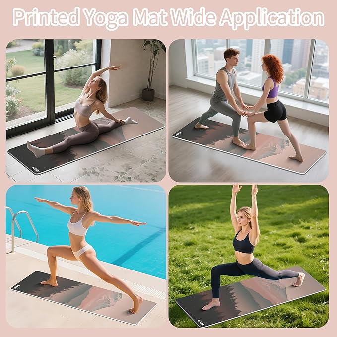 HAHE Yoga Mat Thick (8MM,1/3"), Eco-Friendly POE Non Slip Yoga Mat, High Rebound & Shock Absorption, Anti-Tear & Sweat-Resistant for Yoga, Fitness, Home, Workouts, Large Pilates Mats 72"x24" with Carrying Strap