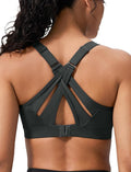 Yvette Sports Bra High Impact Adjustable Criss Cross Back, Full Support for Large Bust No Bounce