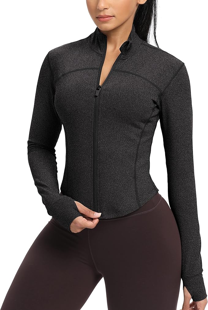 GYM RAINBOW Womens Zip Up Workout Jakcets Lightweight Slim Fit Running Athletic Jackets with Thumb Holes