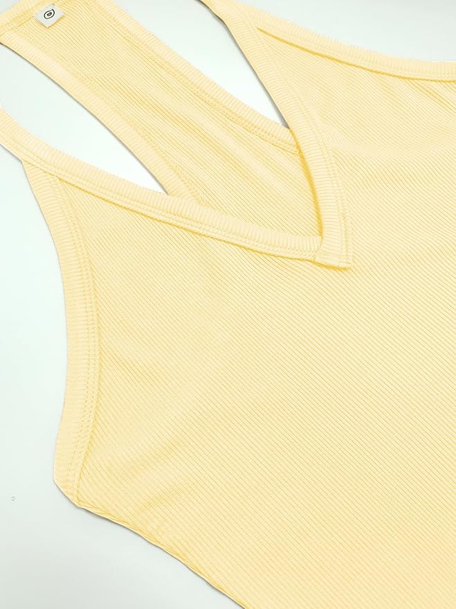 iGENJUN Workout Tops for Women Racerback Basic Tank Summer 2026 Camisole V Neck Slim Fit Ribbed Sleeveless