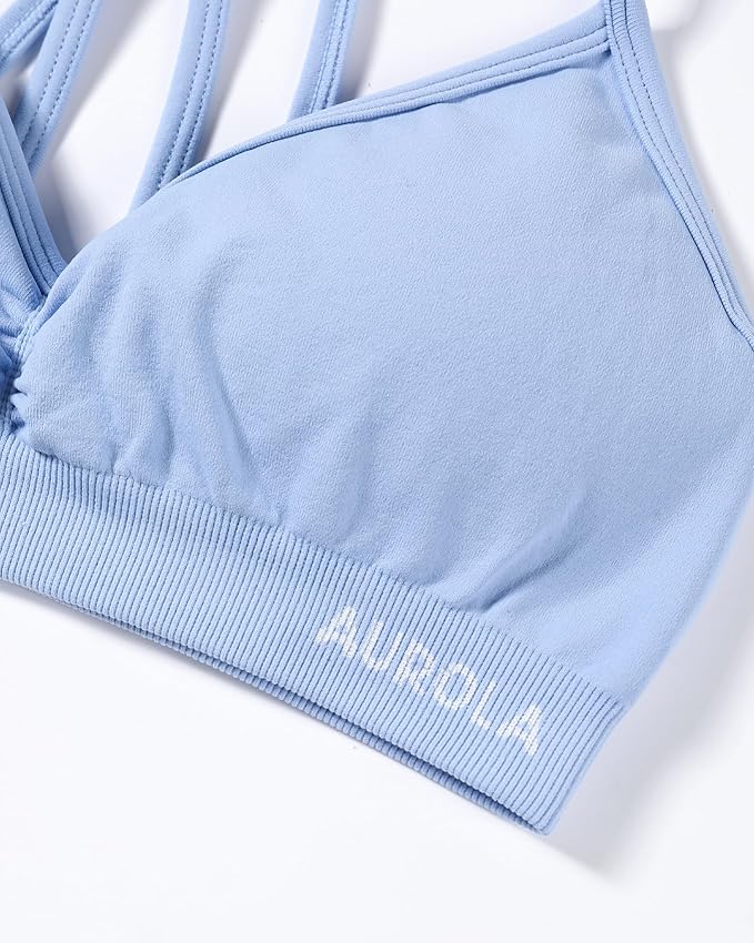 AUROLA Mercury Workout Sports Bras Women Athletic Removable Padded Backless Strapy Minimal Crop Top