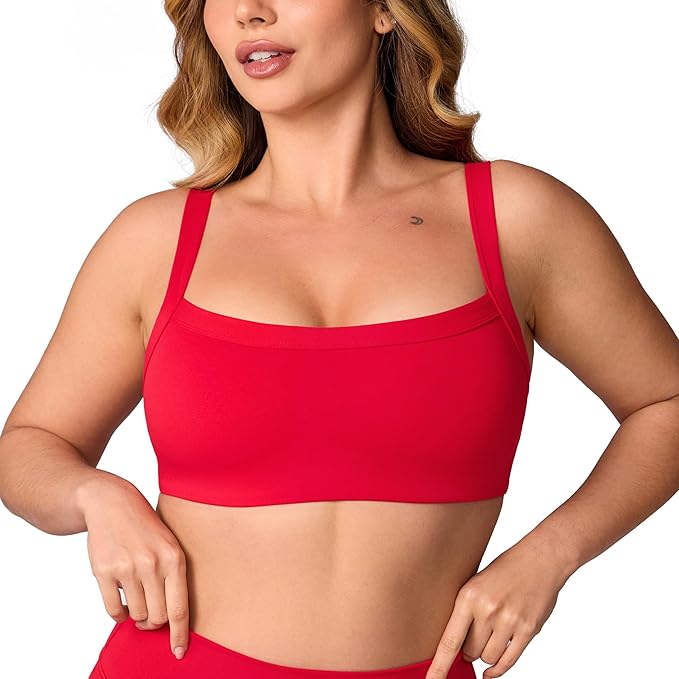 UNISSU Hugcurve Adjustable Sports Bra Square Neck Wireless Padded Yoga Workout Tops