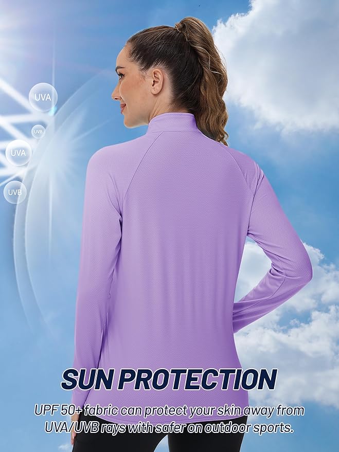 TACVASEN Women's Athletic Jackets Lightweight UV Protection Shirts Full Zip Workout Jacket UPF 50+ Long Sleeve Sun Shirt