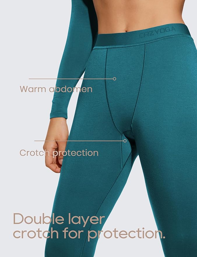 CRZ YOGA Soft Thermal Underwear Sets for Women Lightweight Long Johns Base Layer Pajamas Warm Top Bottom