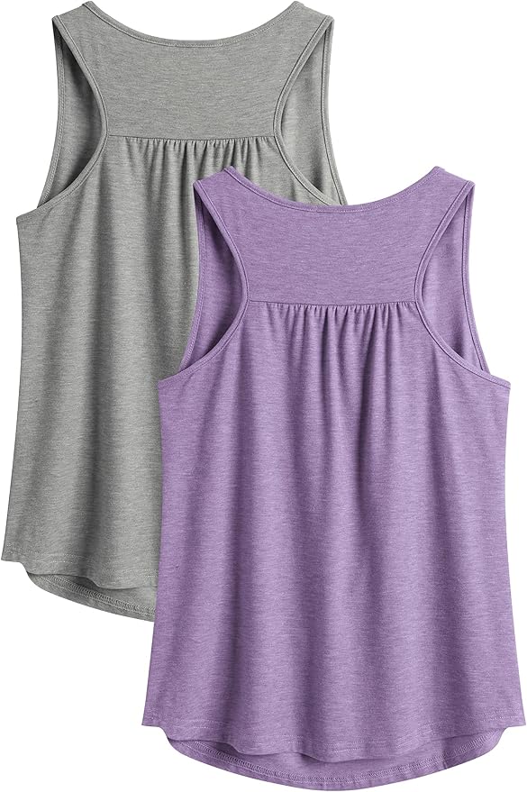 PINSPARK Workout Tops for Women Racerback Tank Tops Sleeveless Athletic Running Shirts Lightweight Yoga Gym Tank,2 Pack S-3XL
