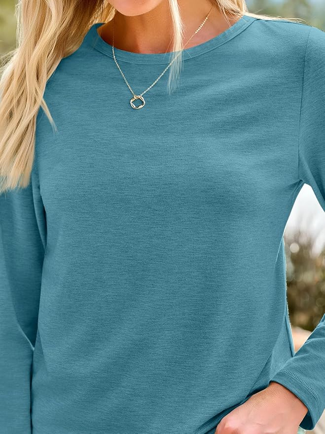 AUTOMET Women‘s Basic Long Sleeve Crewneck, Plus Size Winter & Spring Top, Casual Fall Tee for Teacher & Everyday Outfits